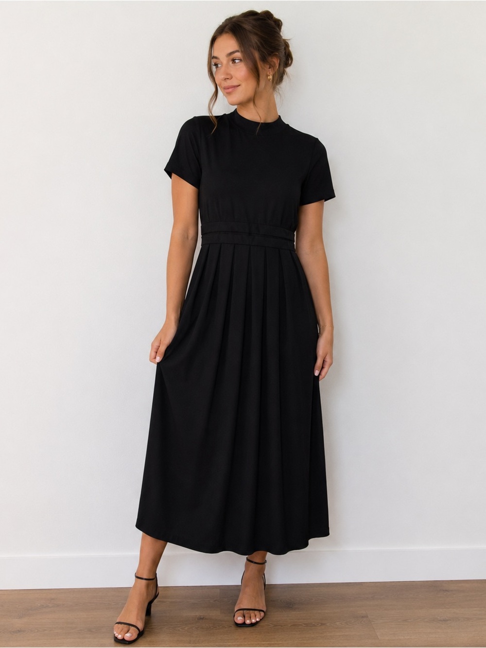 Halara Black Mock Neck Midi Dress NWT Size Medium